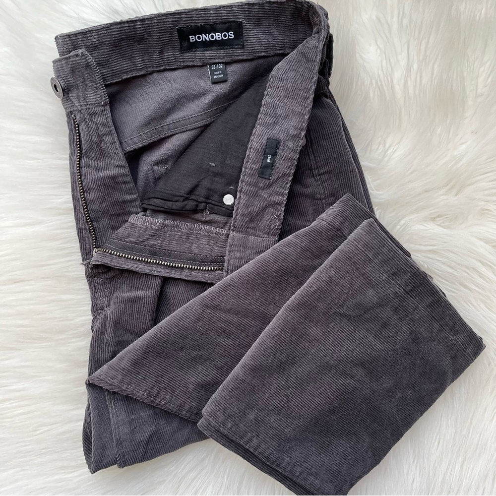 New Bonobos Men’s Stretch Corduroy Pants Cords Slim 33x32 33 32 Gray